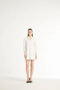 Paneled Shirt Dress in White