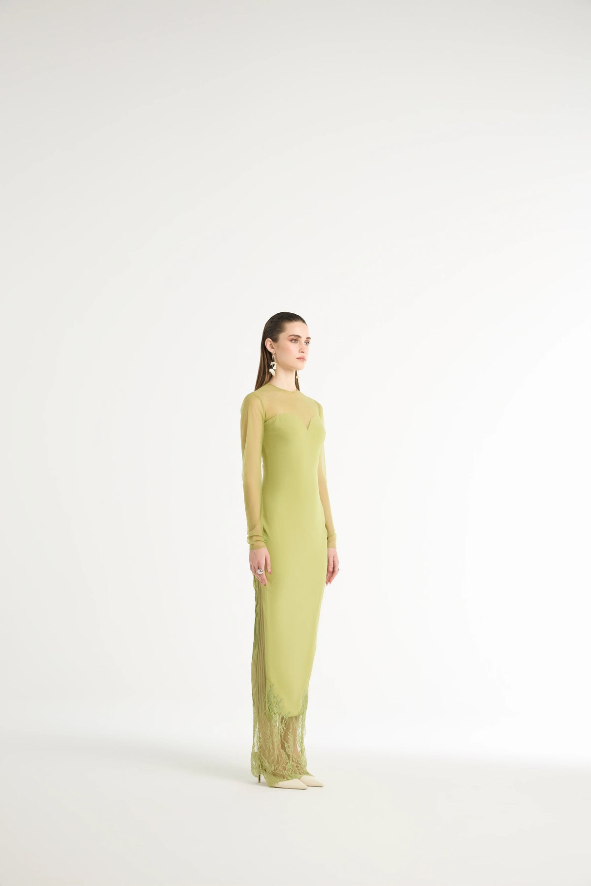 Paneled Lace Maxi in Green