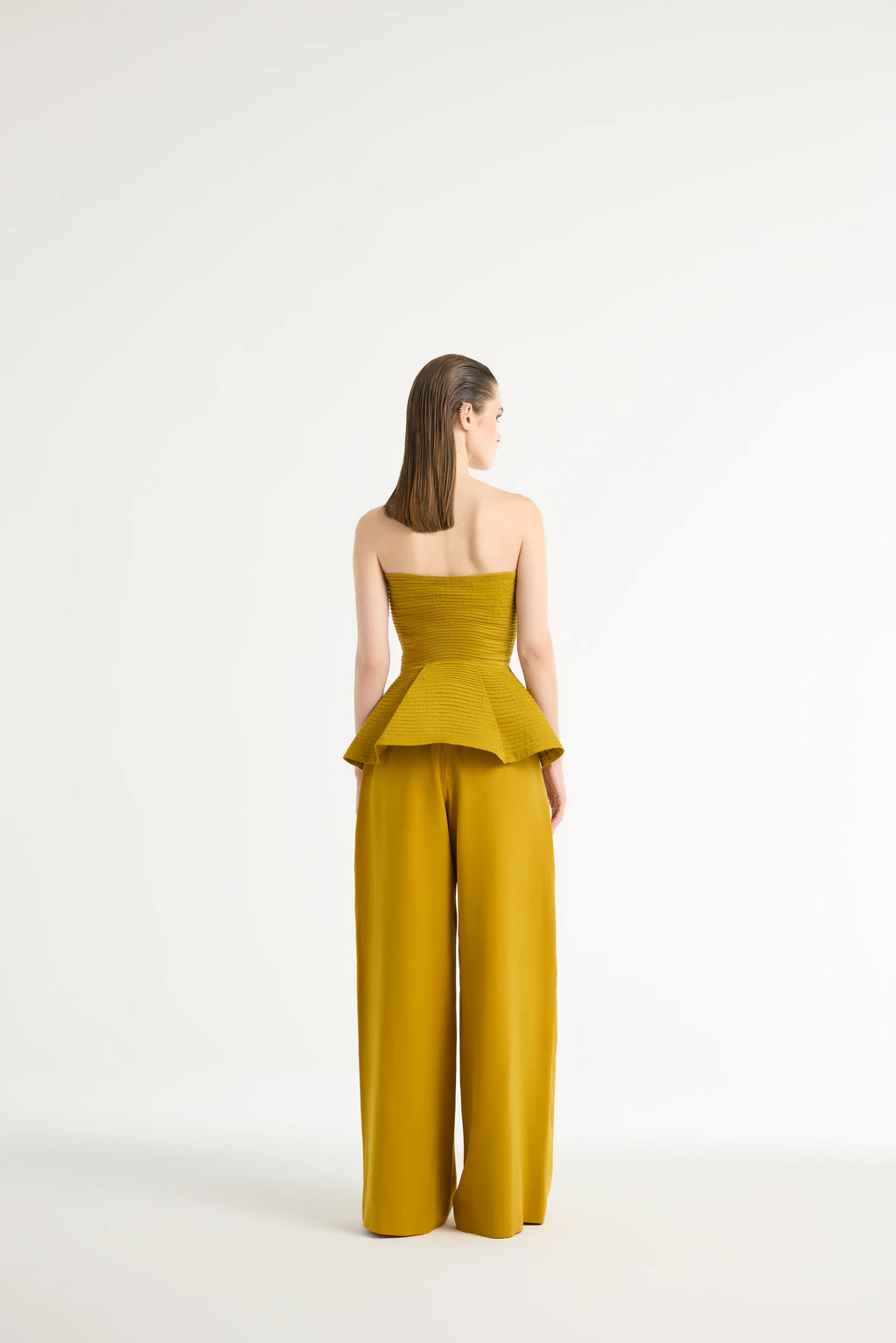High-Waisted Straight Pants in Gold