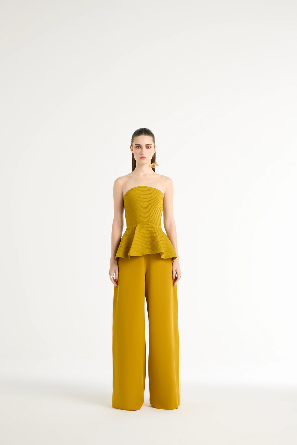 High-Waisted Straight Pants in Gold