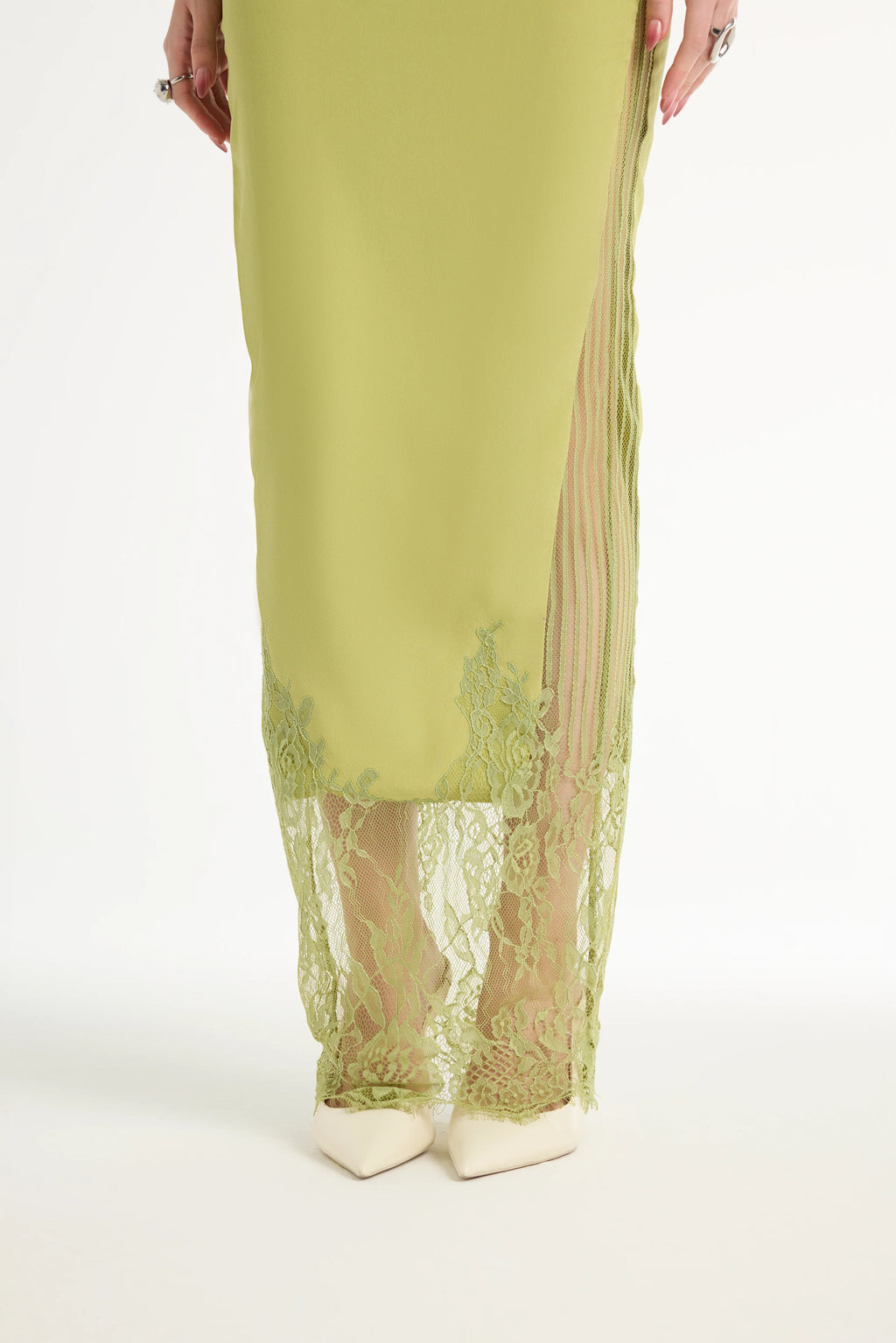 Paneled Lace Maxi in Green
