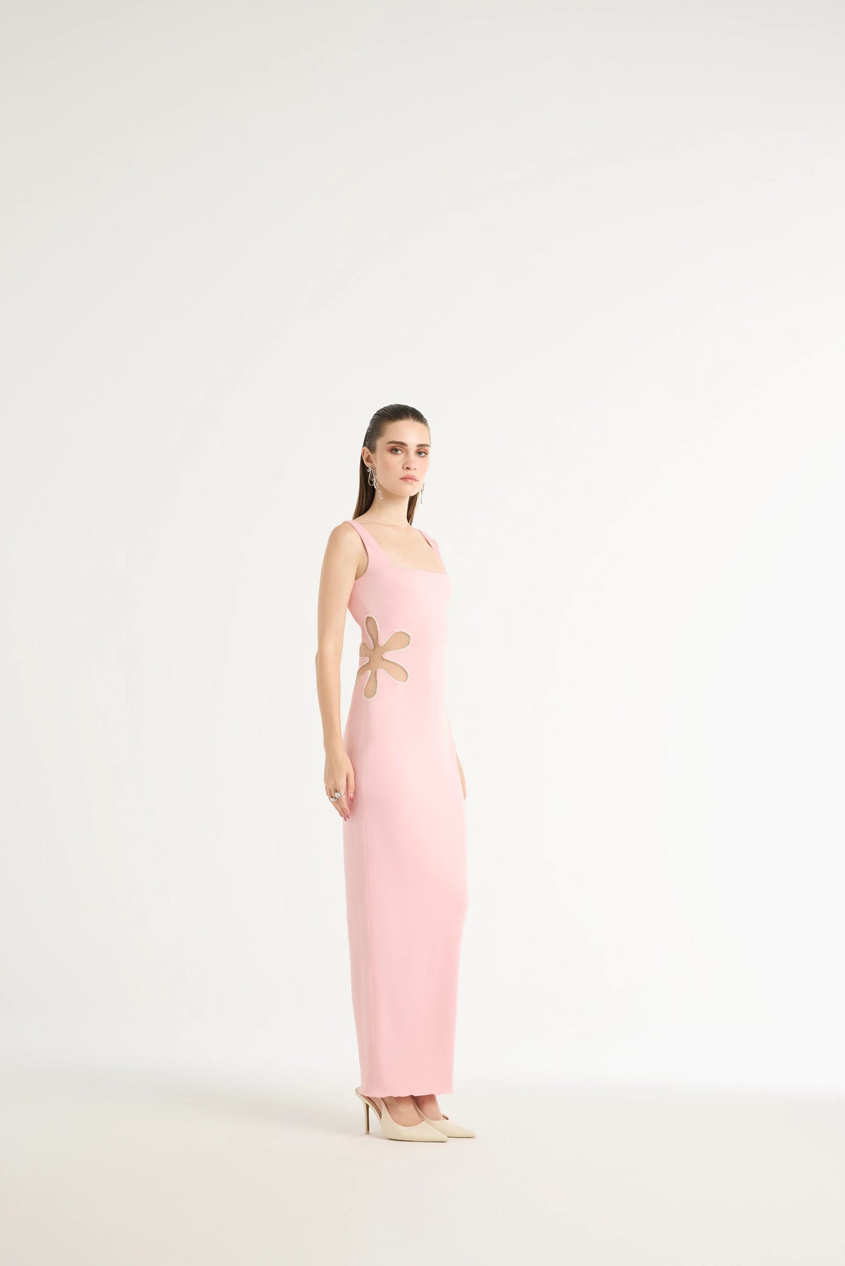 Flower Cut-Out Maxi in Pink
