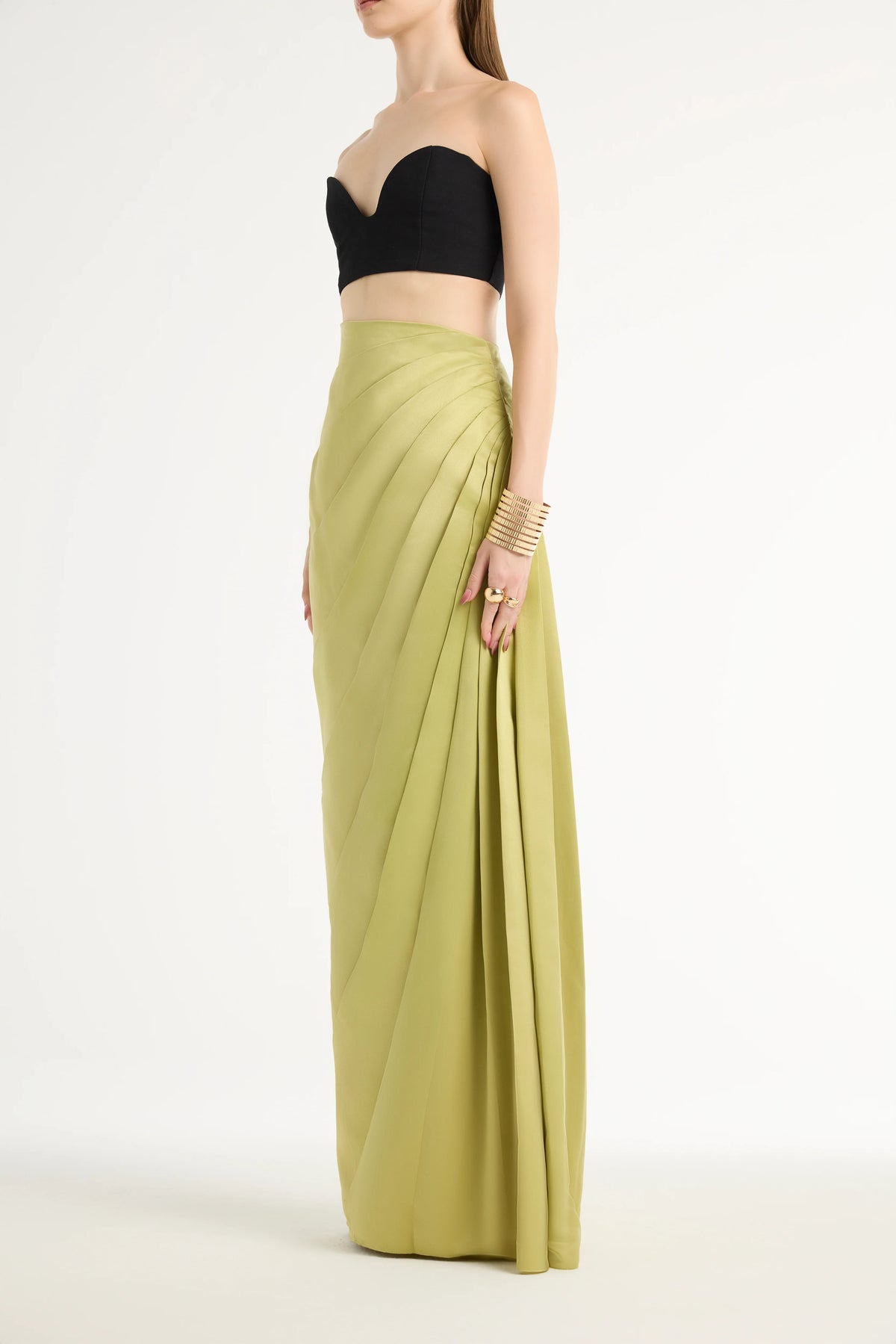 Paneled Maxi Skirt in Green