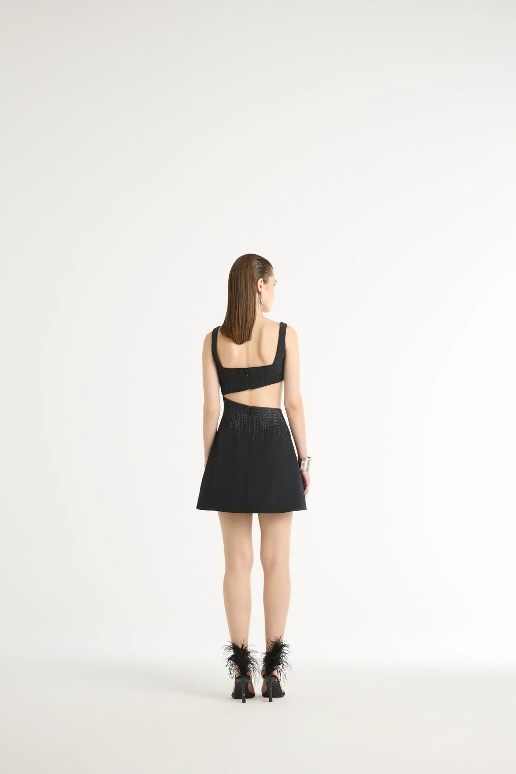 Raffia Mini Dress in Black