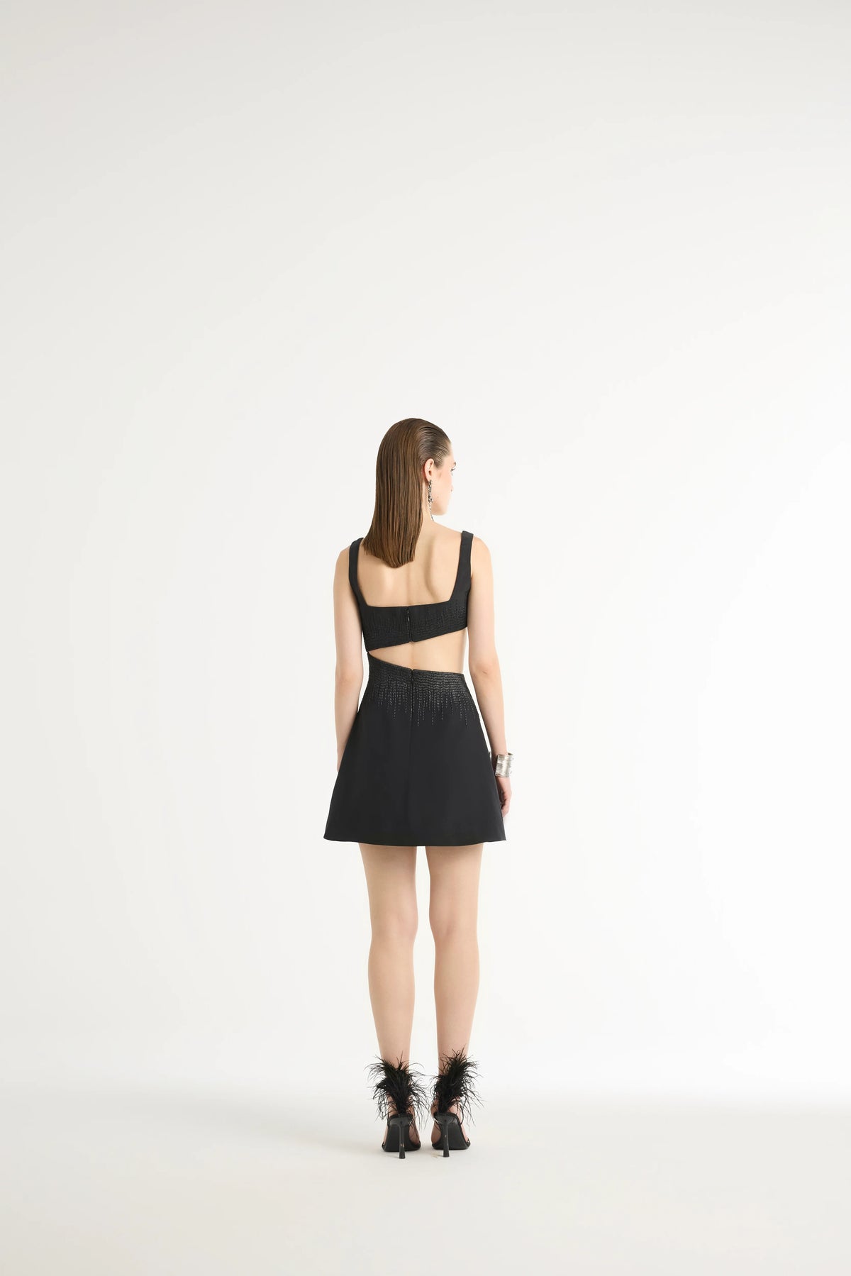 Raffia Mini Dress in Black