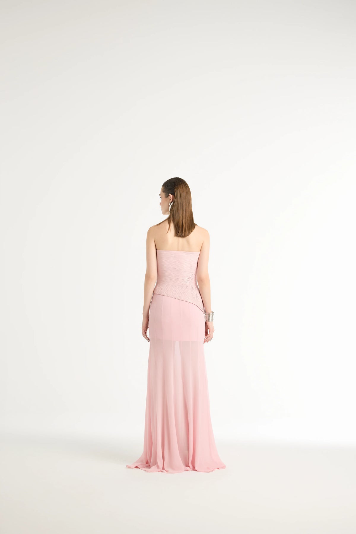 Semi-Sheer Paneled Skirt in Pink