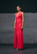 RUCHED SLEEVELESS MAXI IN PINK