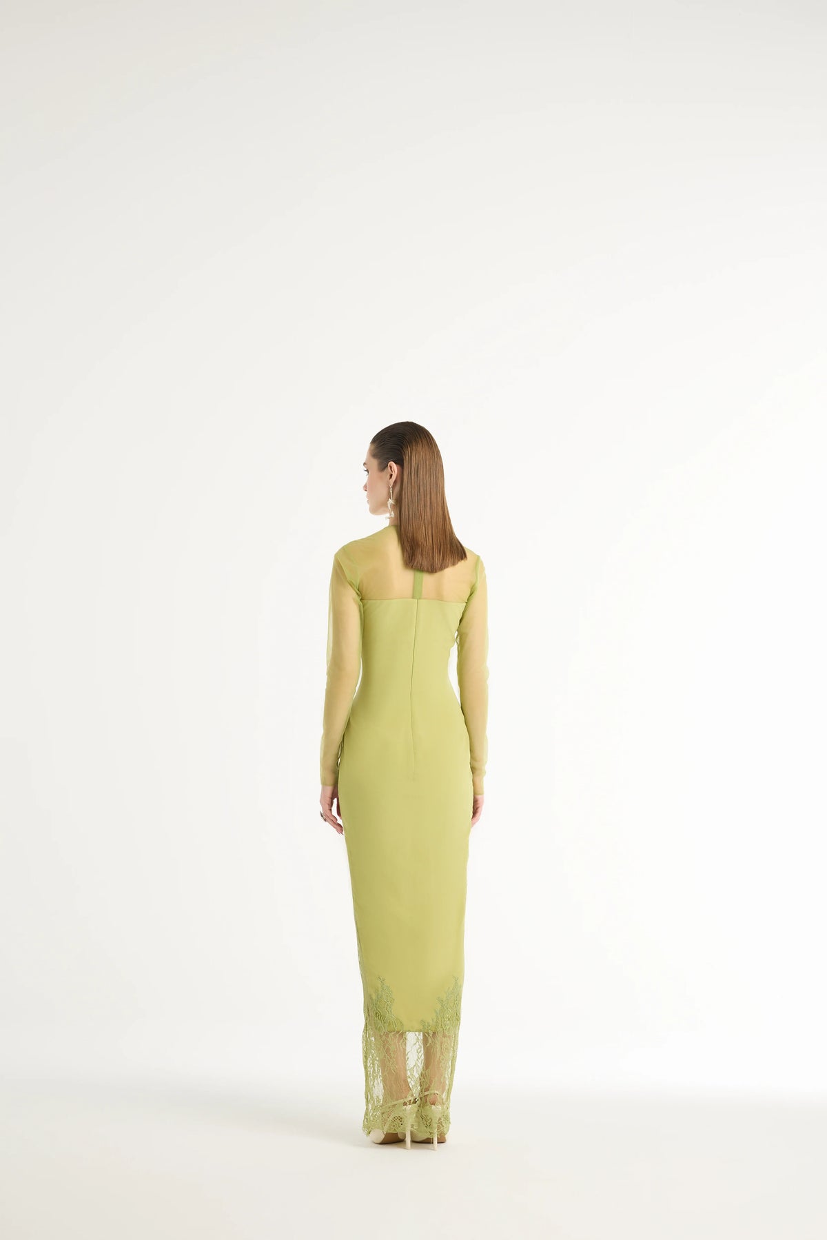 Paneled Lace Maxi in Green