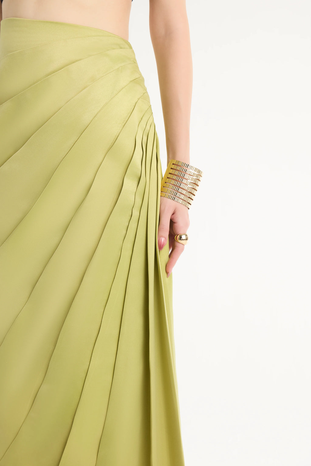 Paneled Maxi Skirt in Green