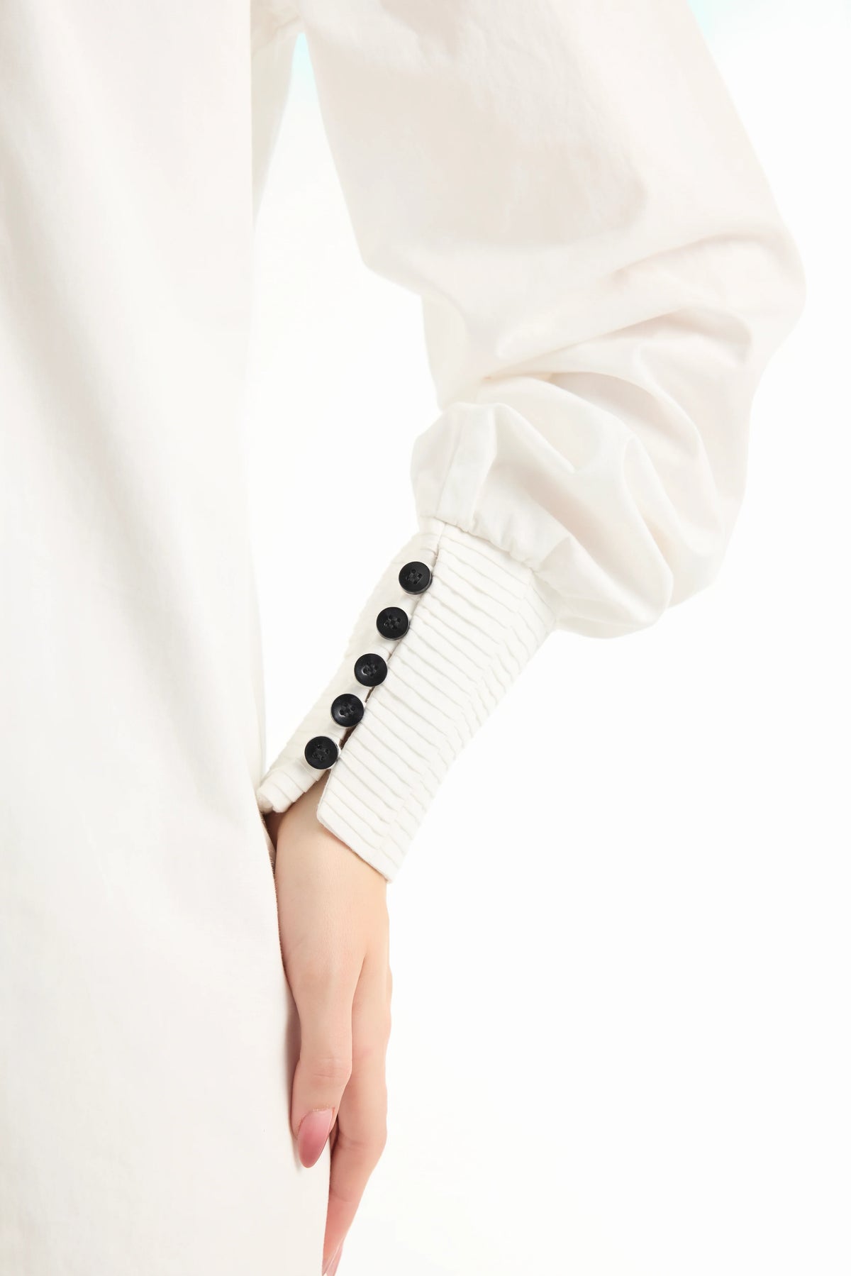 Paneled Shirt Dress in White