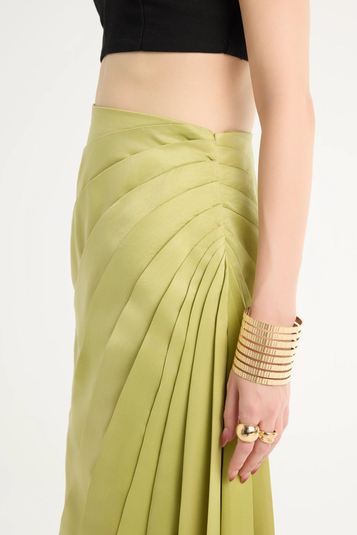 Paneled Maxi Skirt in Green