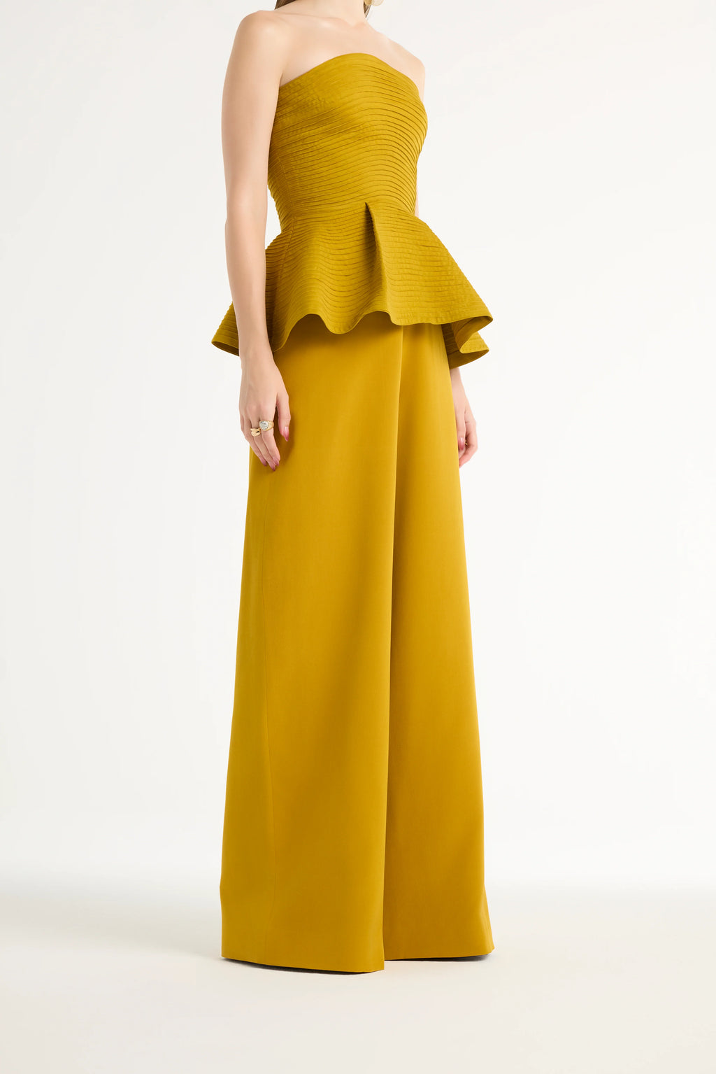High-Waisted Straight Pants in Gold