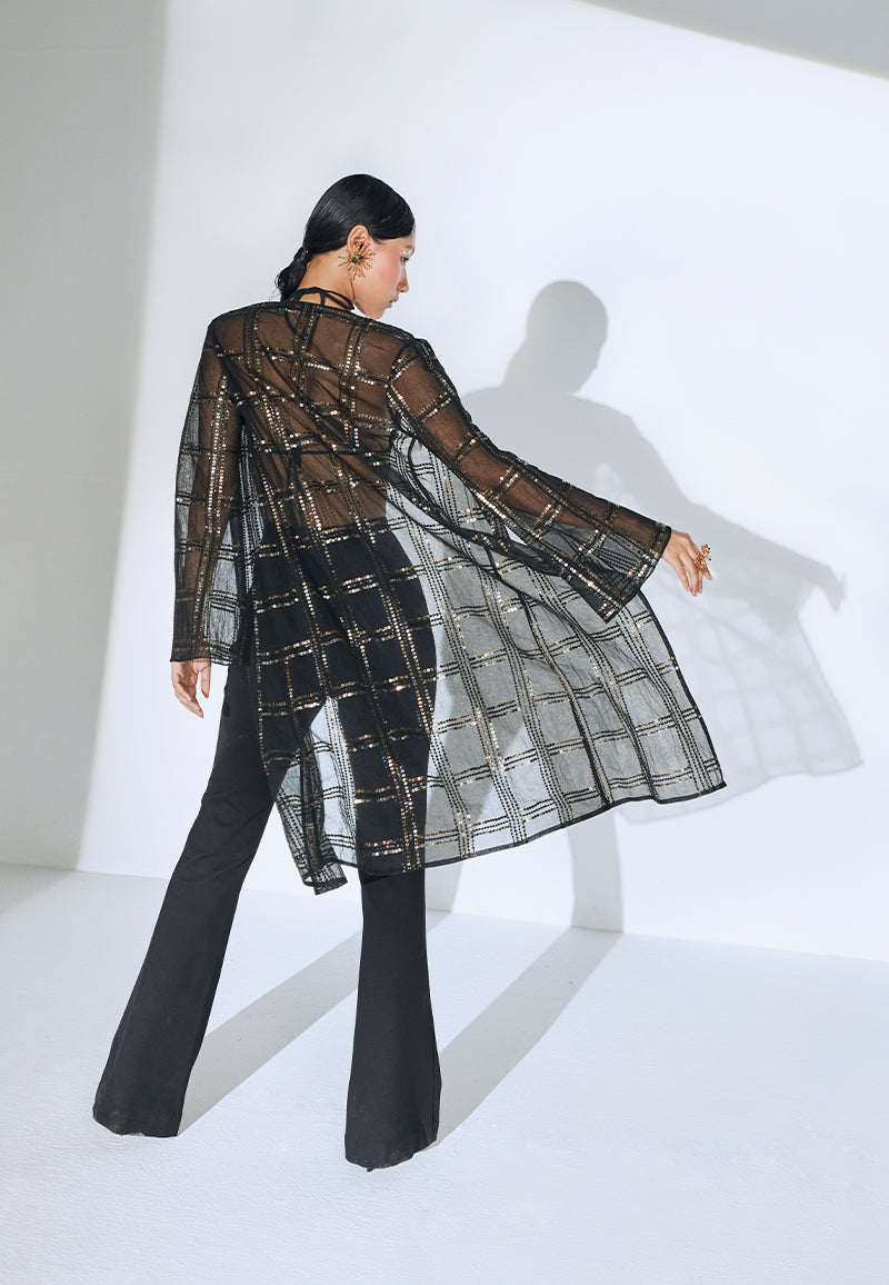Embellished Sheer Jacket in Black
