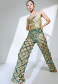 Embellished Sheer Pants in Olive Green