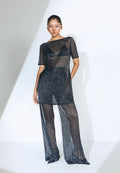 Knit Sheer Co-ord Set in Black