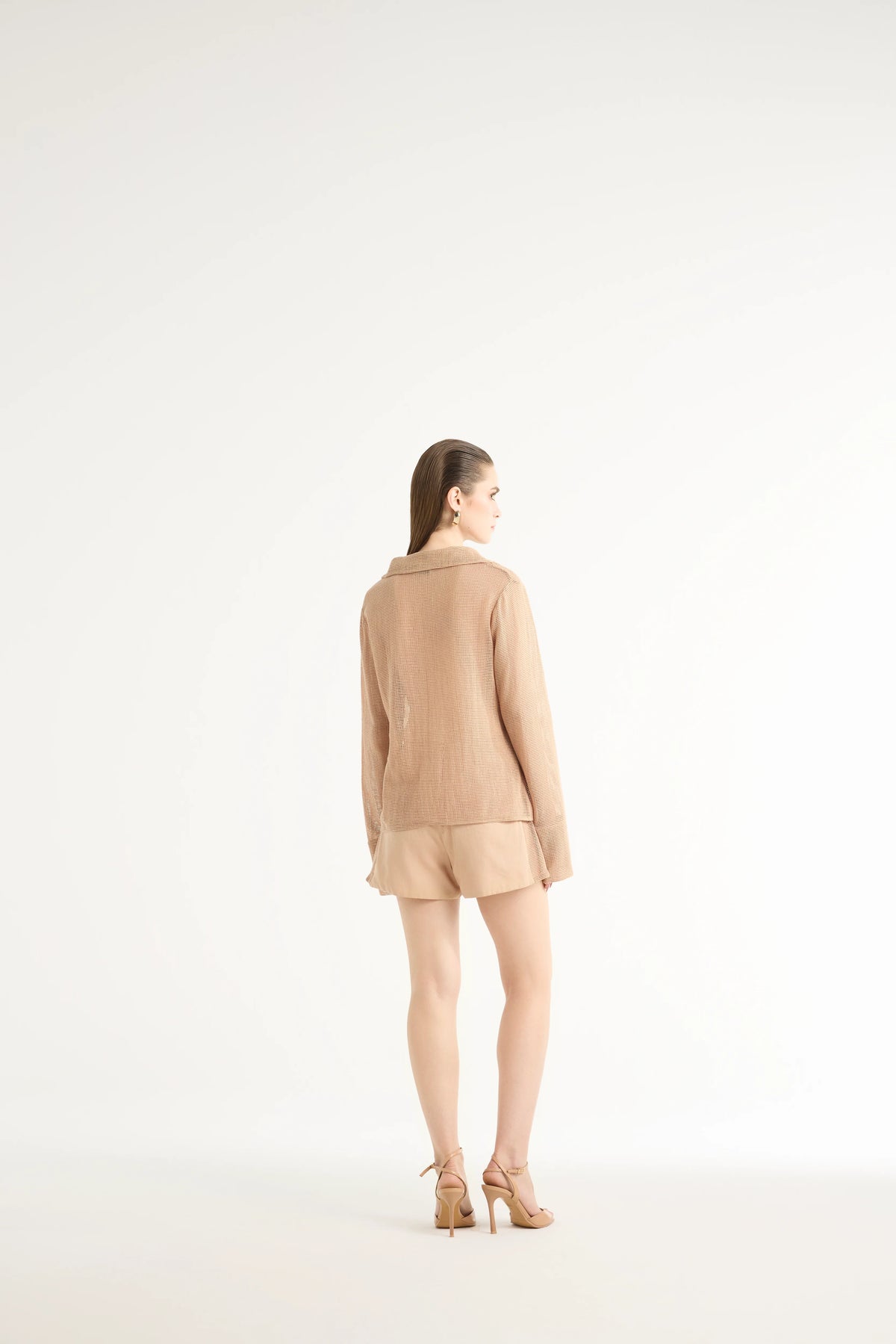 Paneled Summer Shorts in Beige