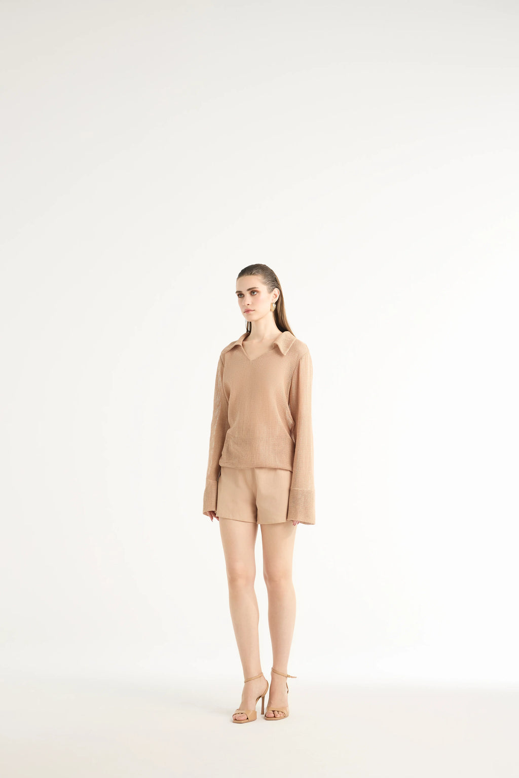 Paneled Summer Shorts in Beige