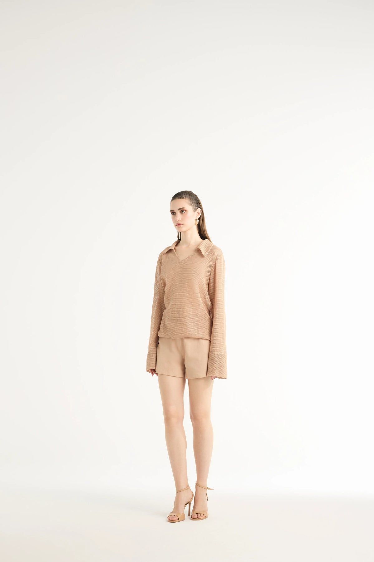 Paneled Summer Shorts in Beige