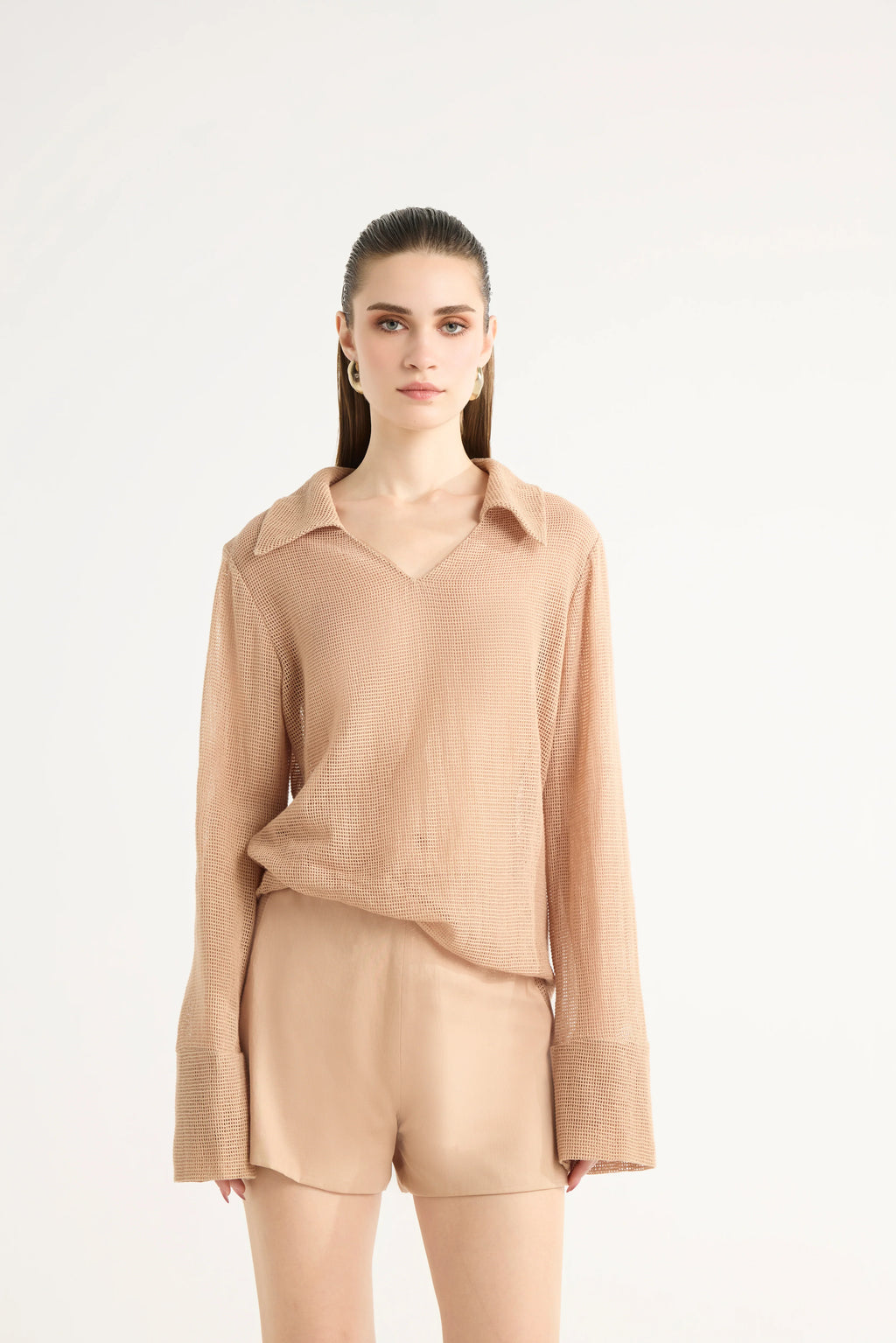 Paneled Summer Shorts in Beige