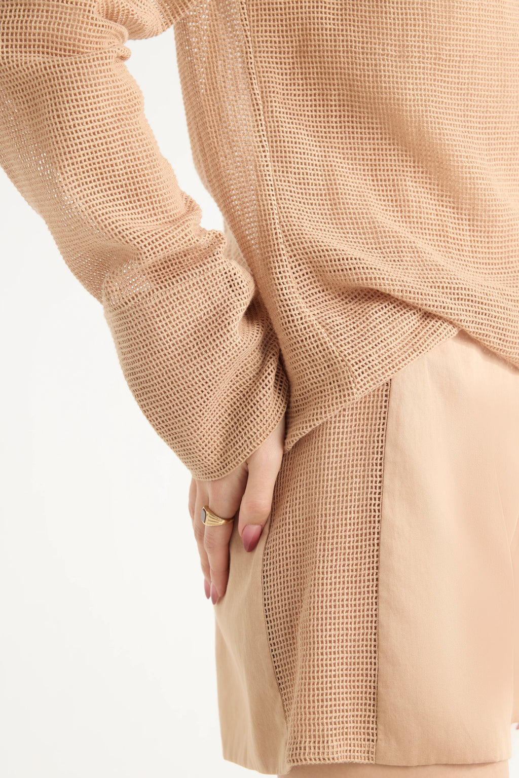 Paneled Summer Shorts in Beige