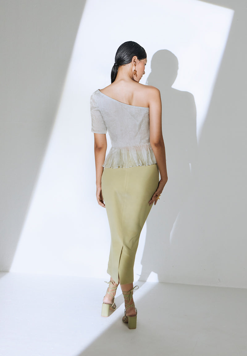 Pencil Midi Skirt in Olive Green