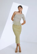 Pencil Midi Skirt in Olive Green
