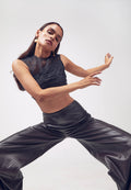 Pleated Leather Pants in Brown