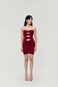 Ruched Bodycon Dress in Deep Red