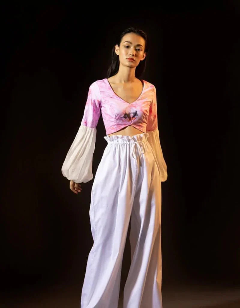 Ruched high-waisted pants