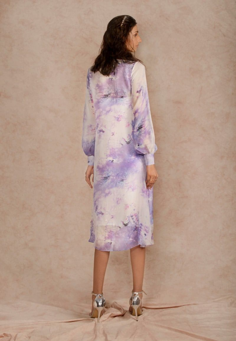 Sheer midi dress in print