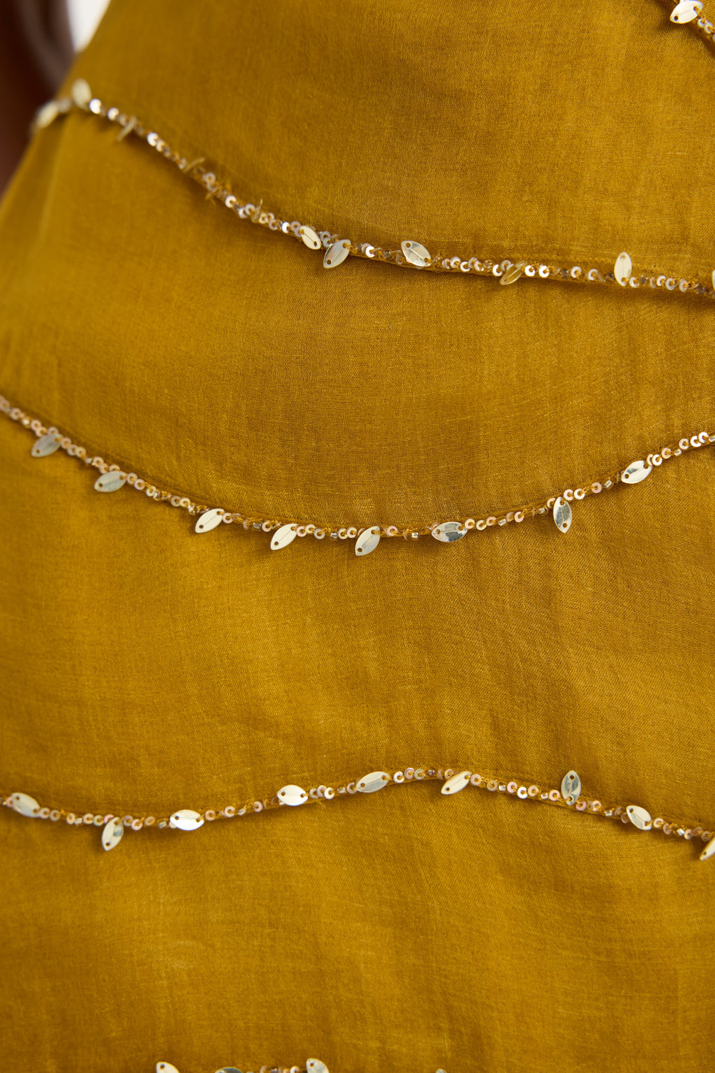 Embroidered Ruffle Skirt in Gold
