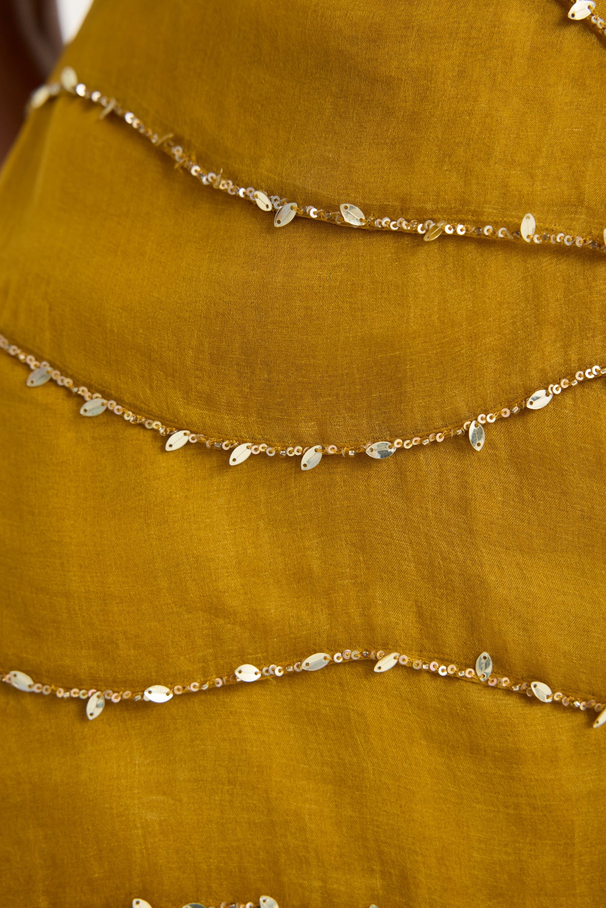 Embroidered Ruffle Skirt in Gold