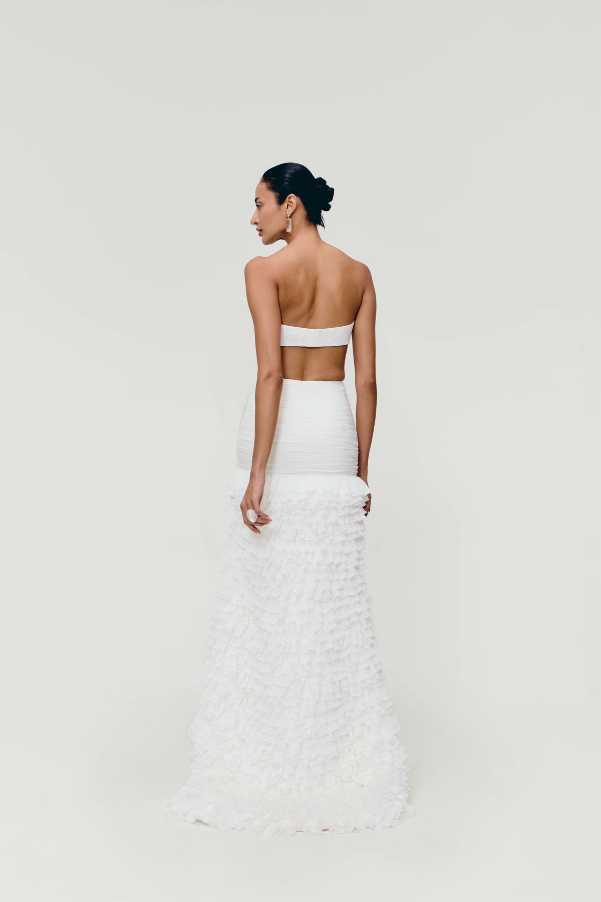 Ruffle Cascade Skirt in White